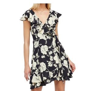 Free People Floral Print Ruffled Wrap Dress